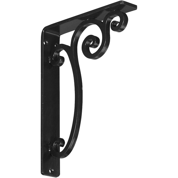 Ekena Millwork Avery Wrought Iron Bracket, (Single center brace), Powder Coated Black 1 1/2"W x 7 1/2"D x 10"H BKTM01X07X10SAV - main